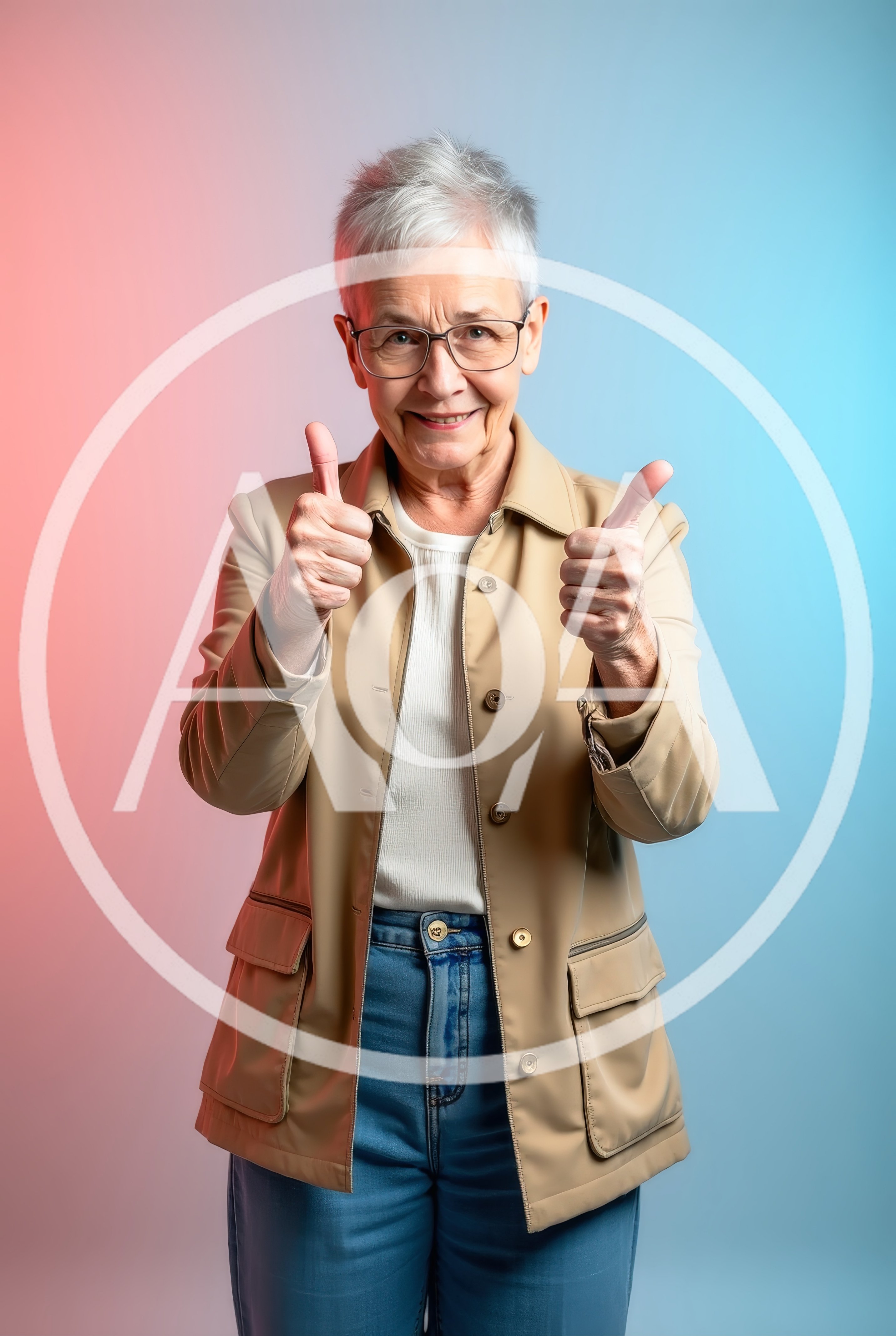 Senior Woman Giving Double Thumbs Up Gesture