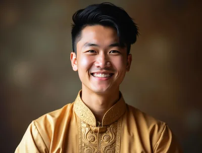 Portrait Of A Smiling Young Asian Man