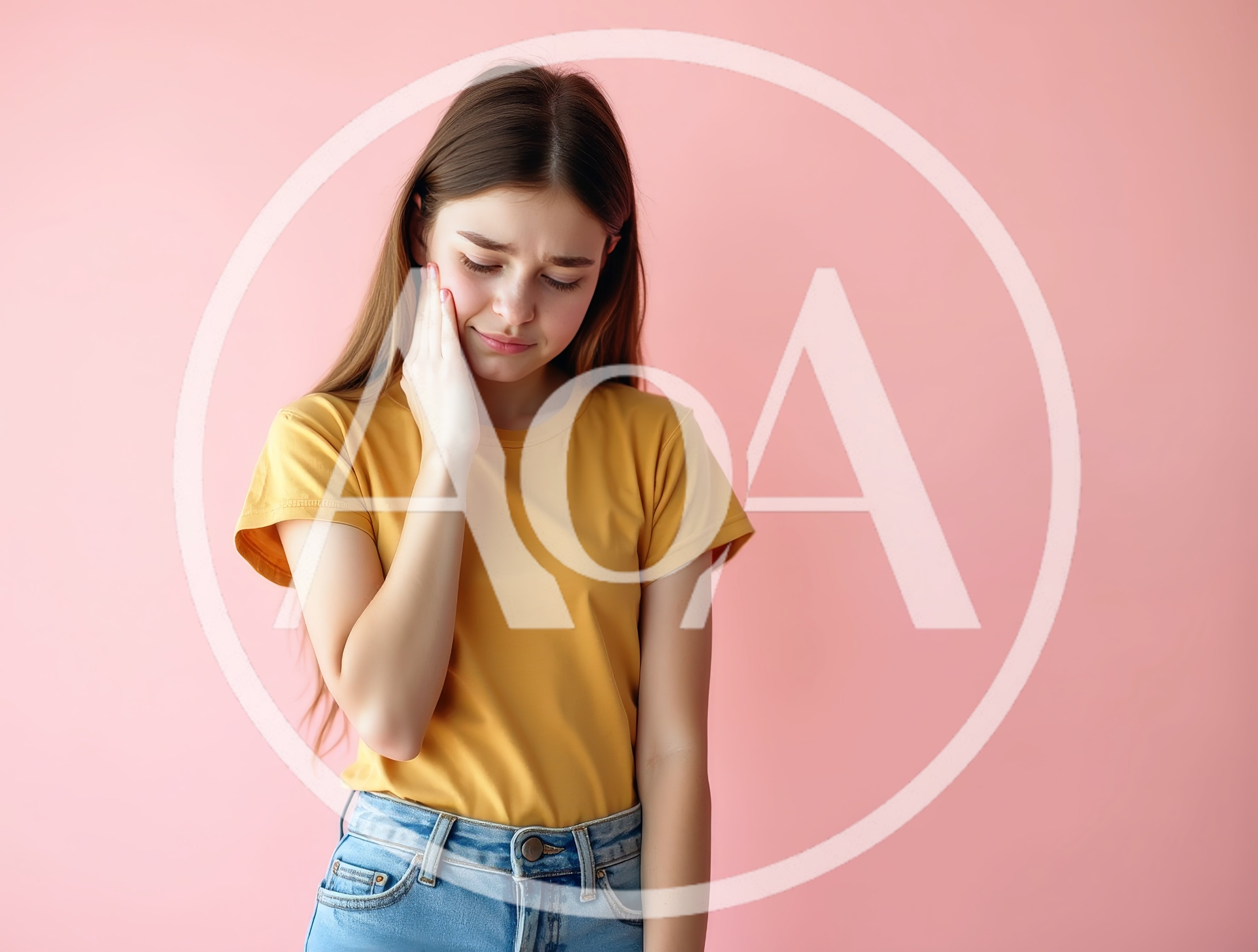 Young Woman Suffering From Toothache Against Pink Background