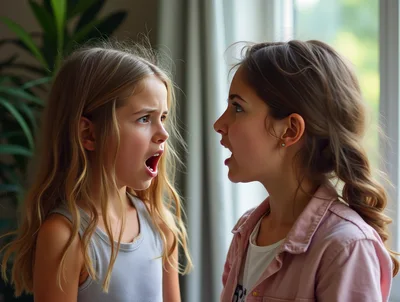 Two Young Girls Having A Heated Argument
