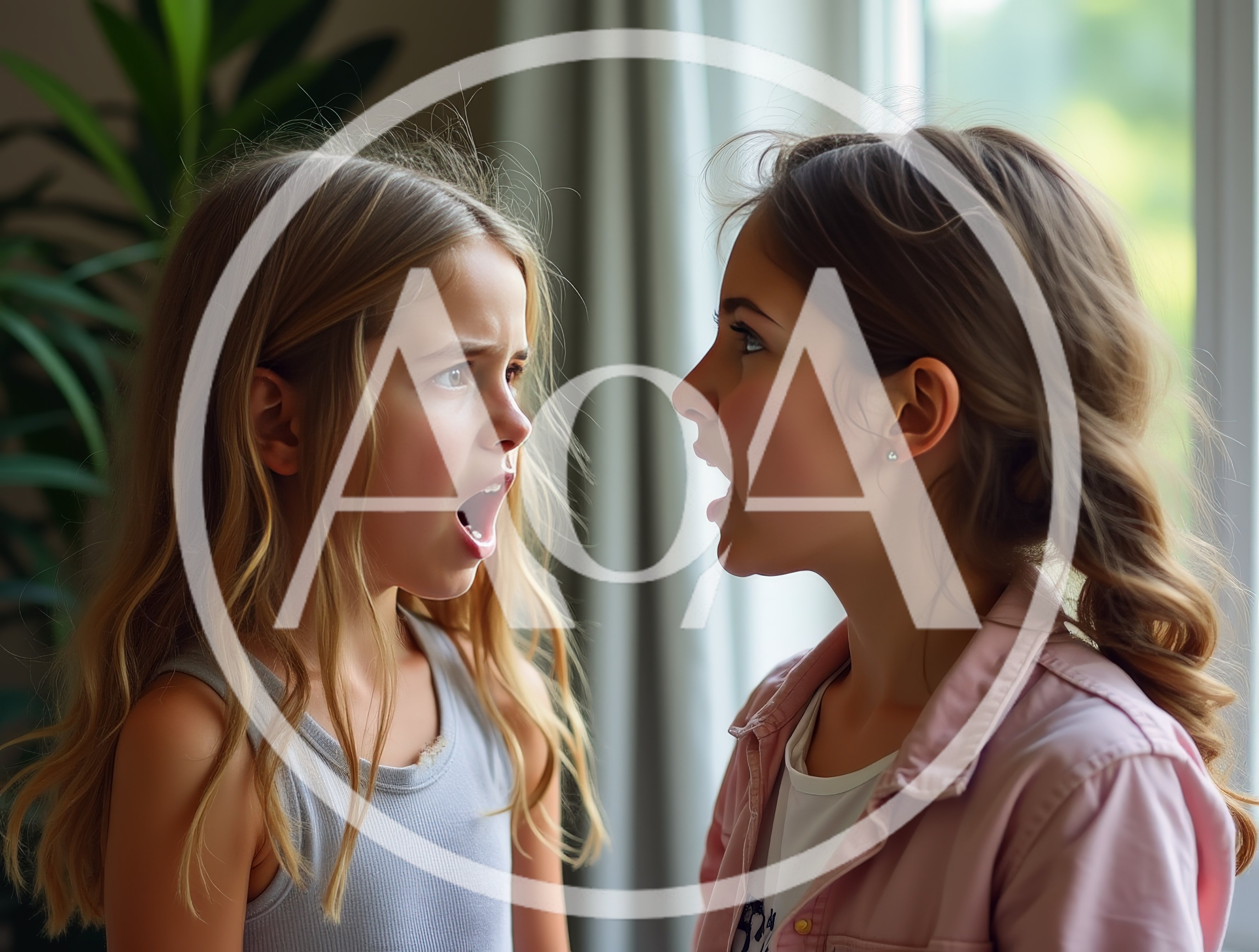 Two Young Girls Having A Heated Argument