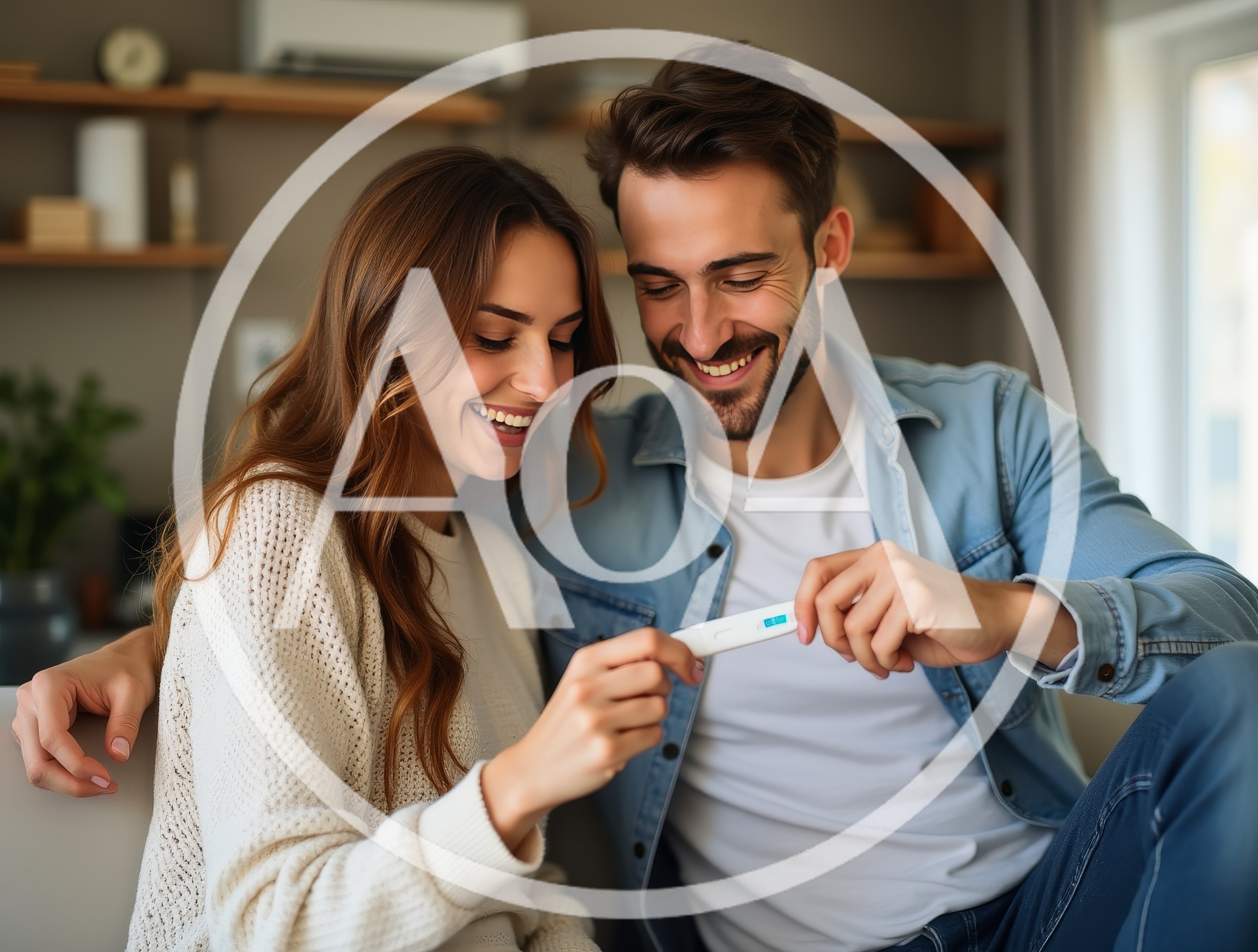 Happy Couple Celebrating Positive Pregnancy Test Result