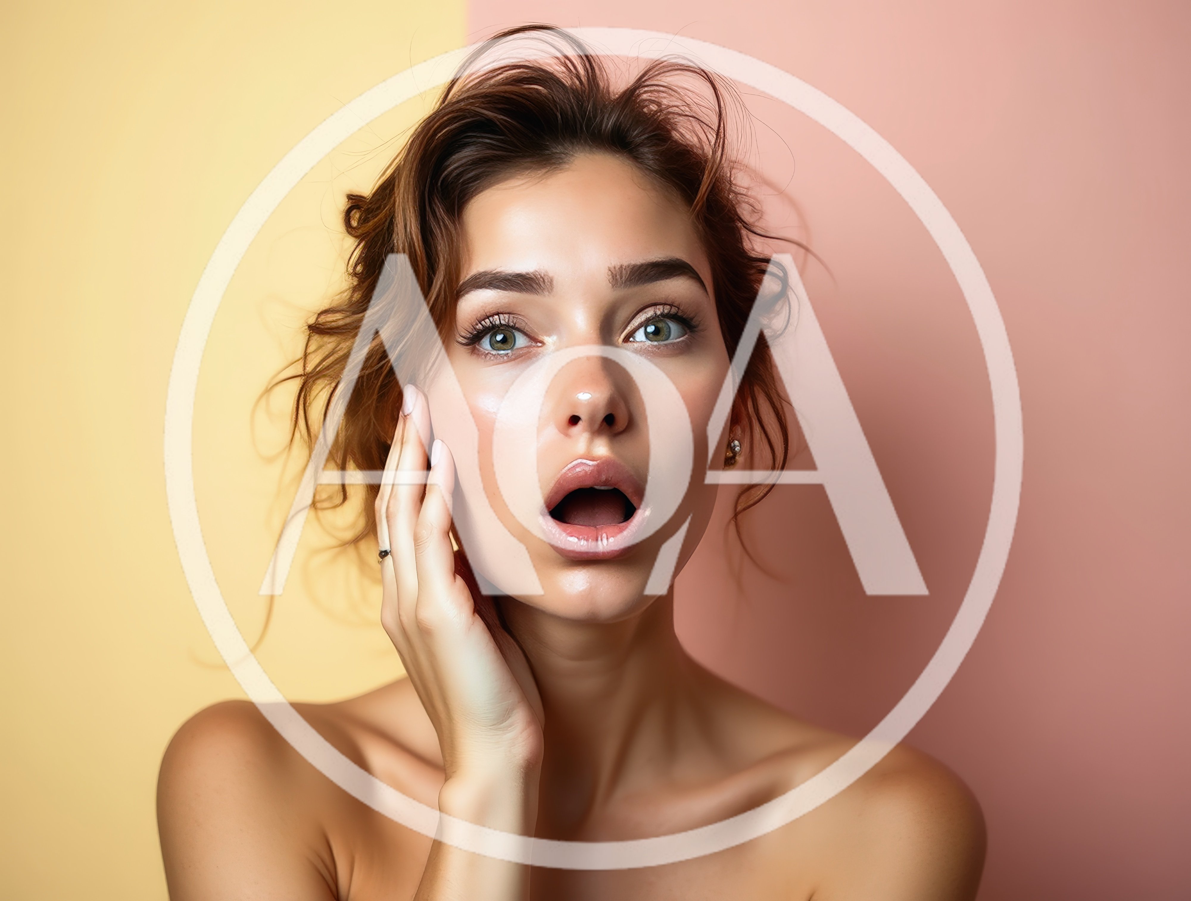 Surprised Young Woman With Hand On Cheek