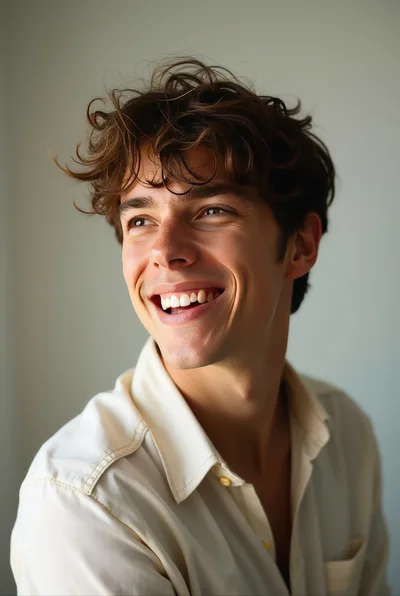 Portrait Of A Smiling Young Man With Messy Hair