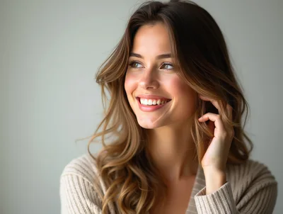 Smiling Young Woman With Wavy Hair