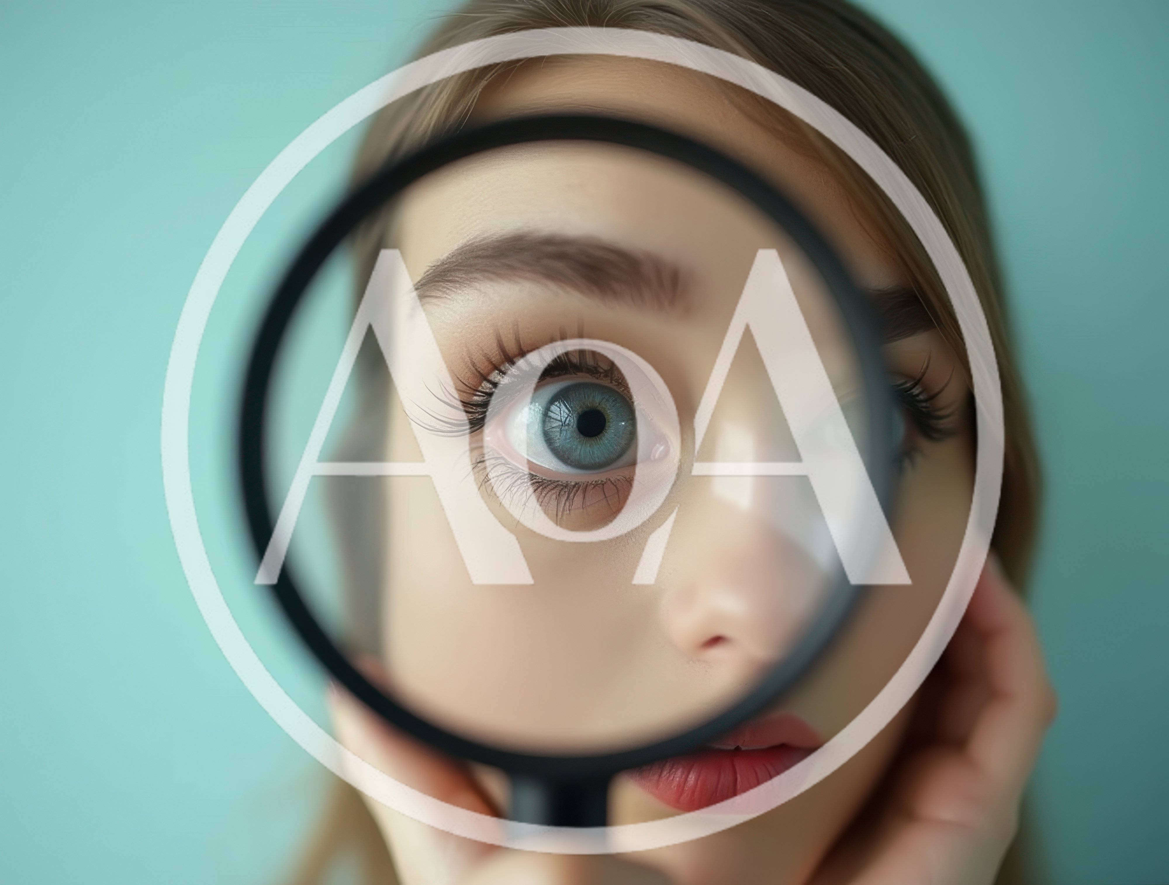 Young Woman Looking Through A Magnifying Glass