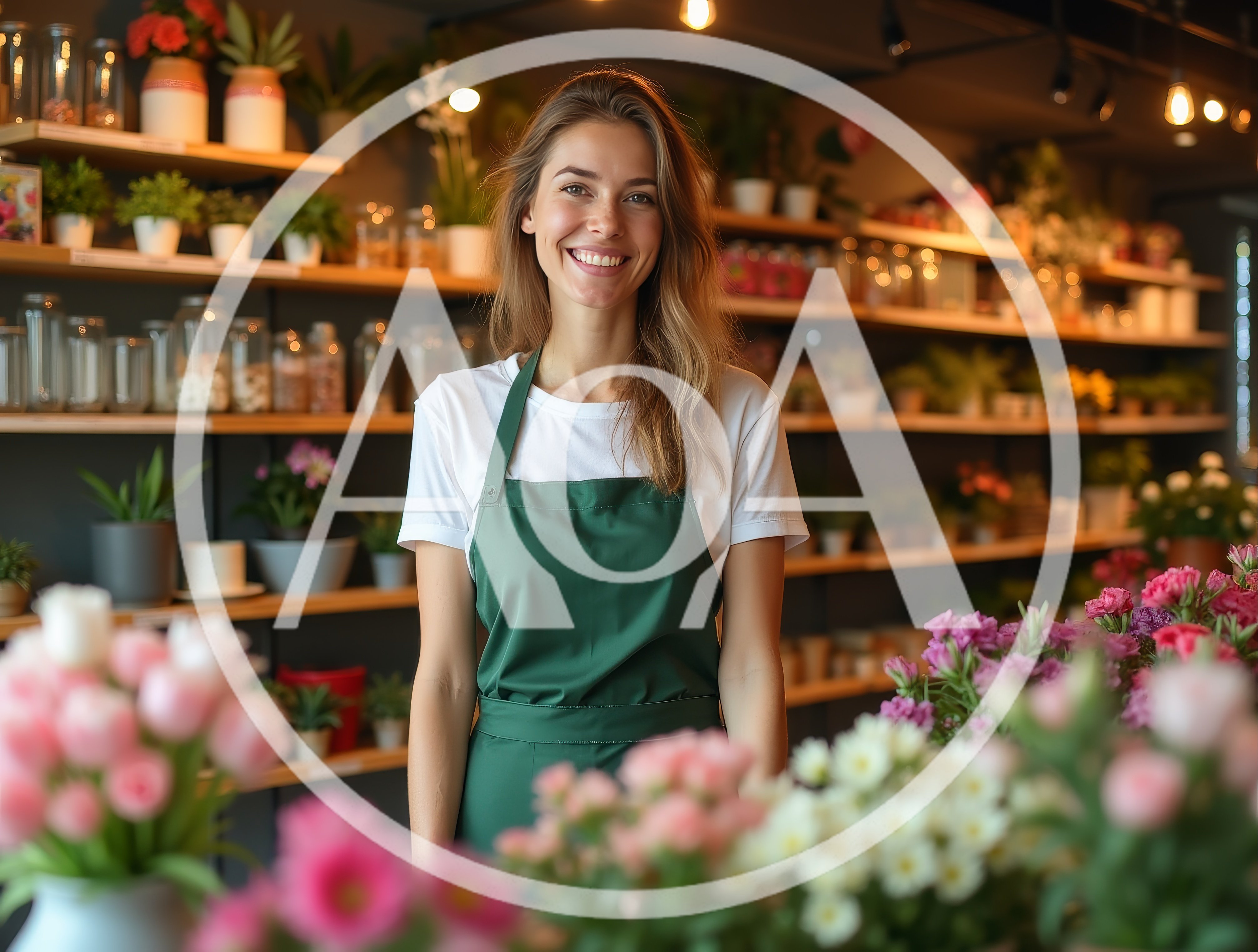 Smiling Female Florist Standing In Her Flower Shop