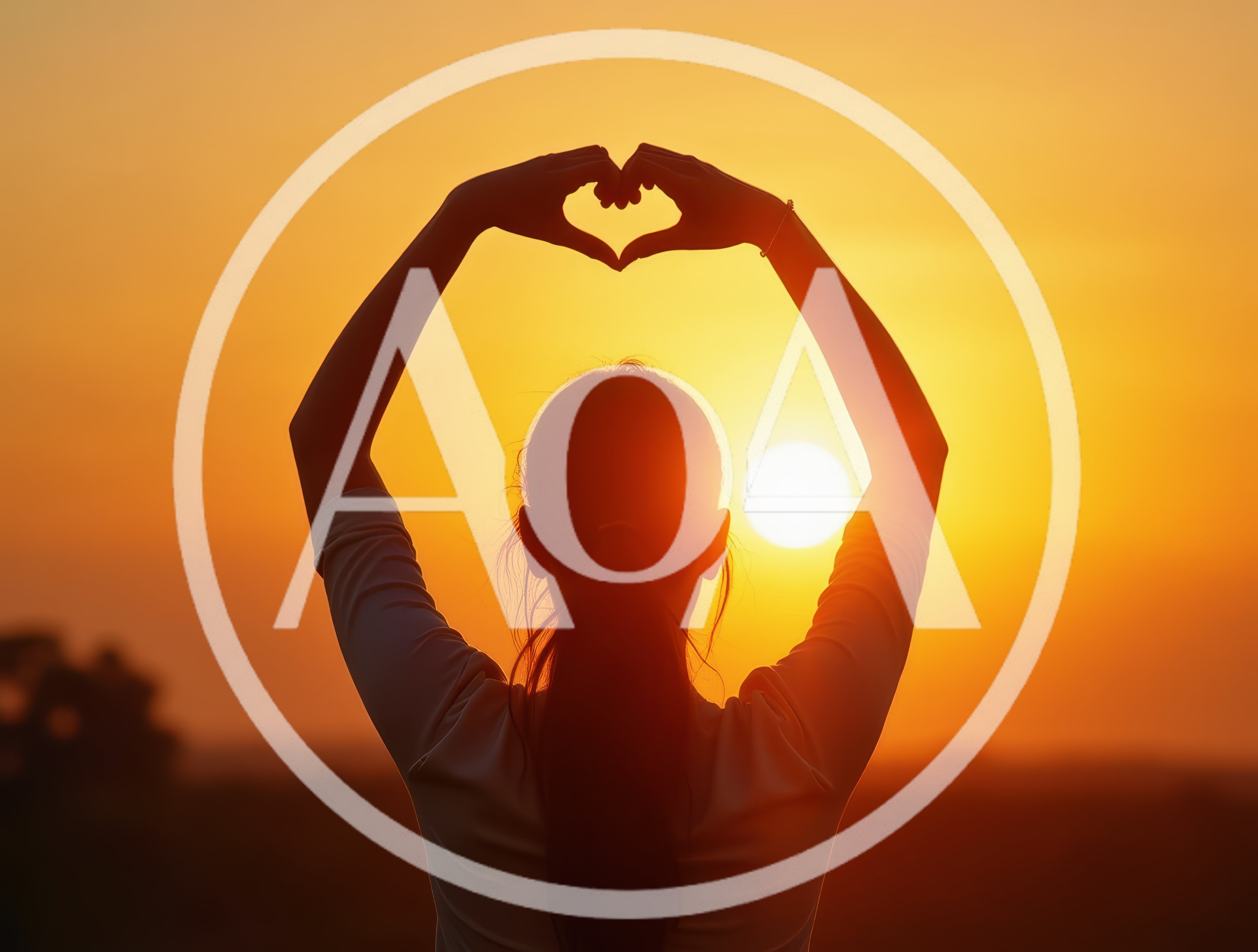 Woman Making Heart Shape With Hands Against Sunset