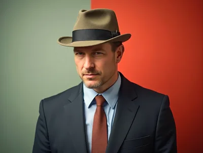 Portrait Of A Man In A Fedora And Suit