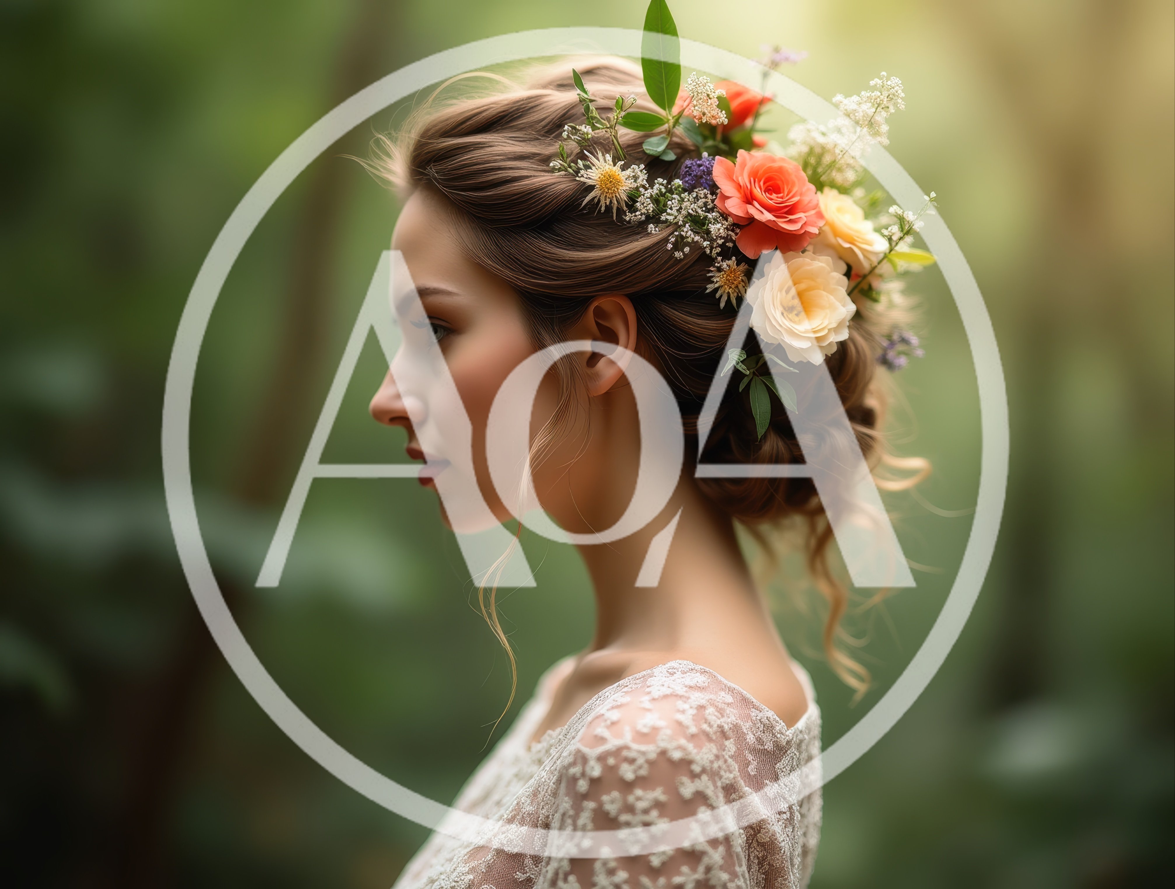 Profile Portrait Of A Bride With Floral Hair Arrangement