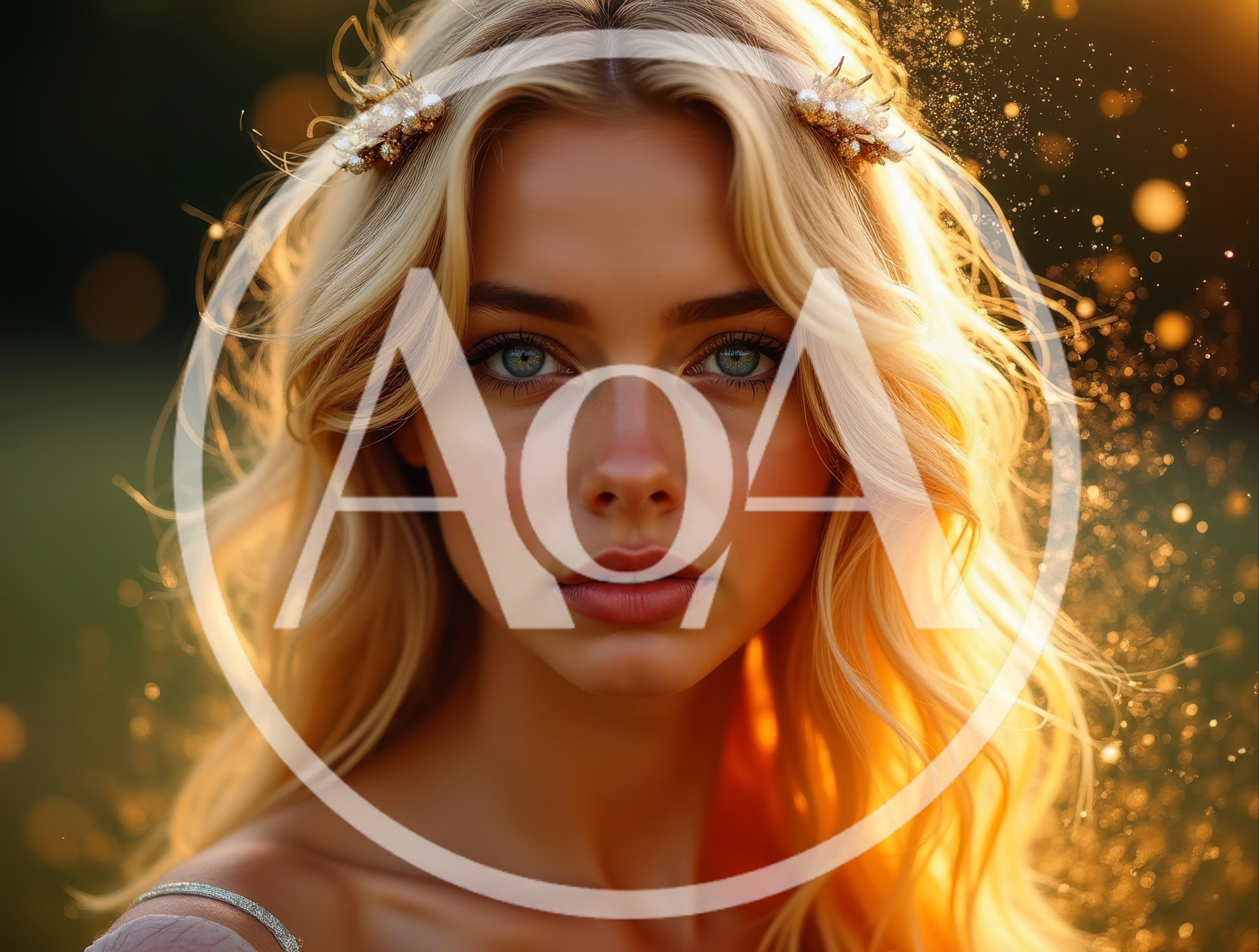 Portrait Of A Beautiful Blonde Woman With Hair Accessories
