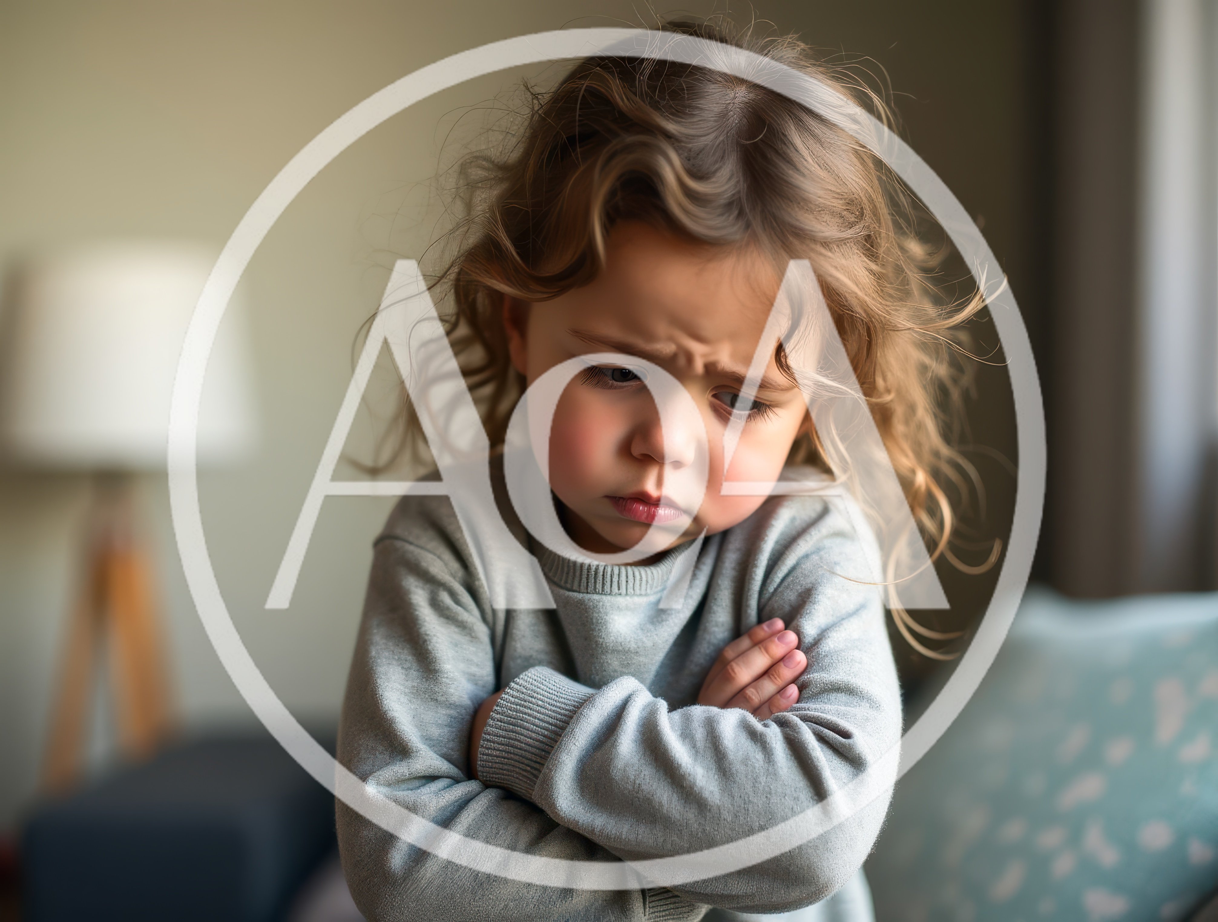 Upset Toddler With Crossed Arms Looking Down