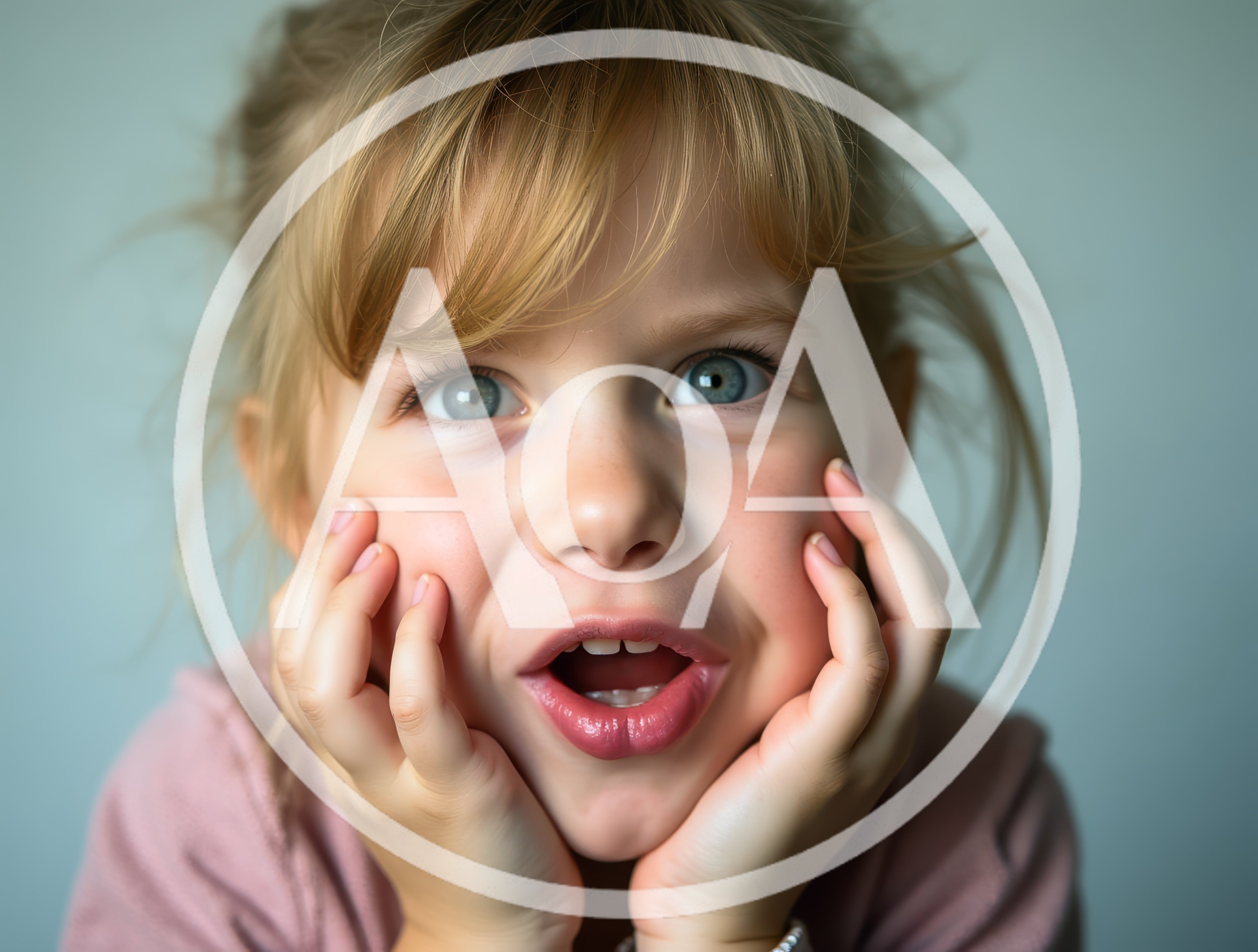 Surprised Little Girl With Hands On Cheeks