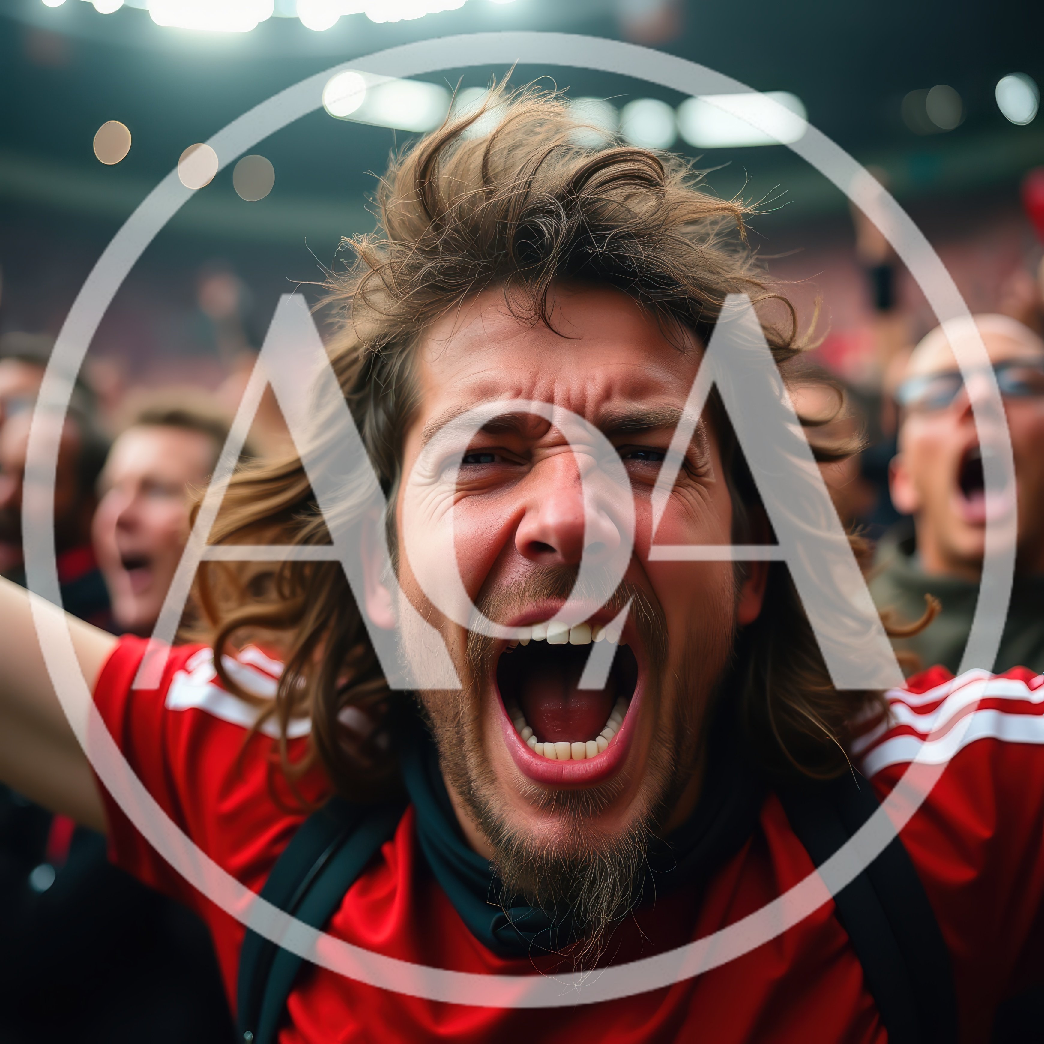 Passionate Soccer Fan Cheering In Stadium Crowd