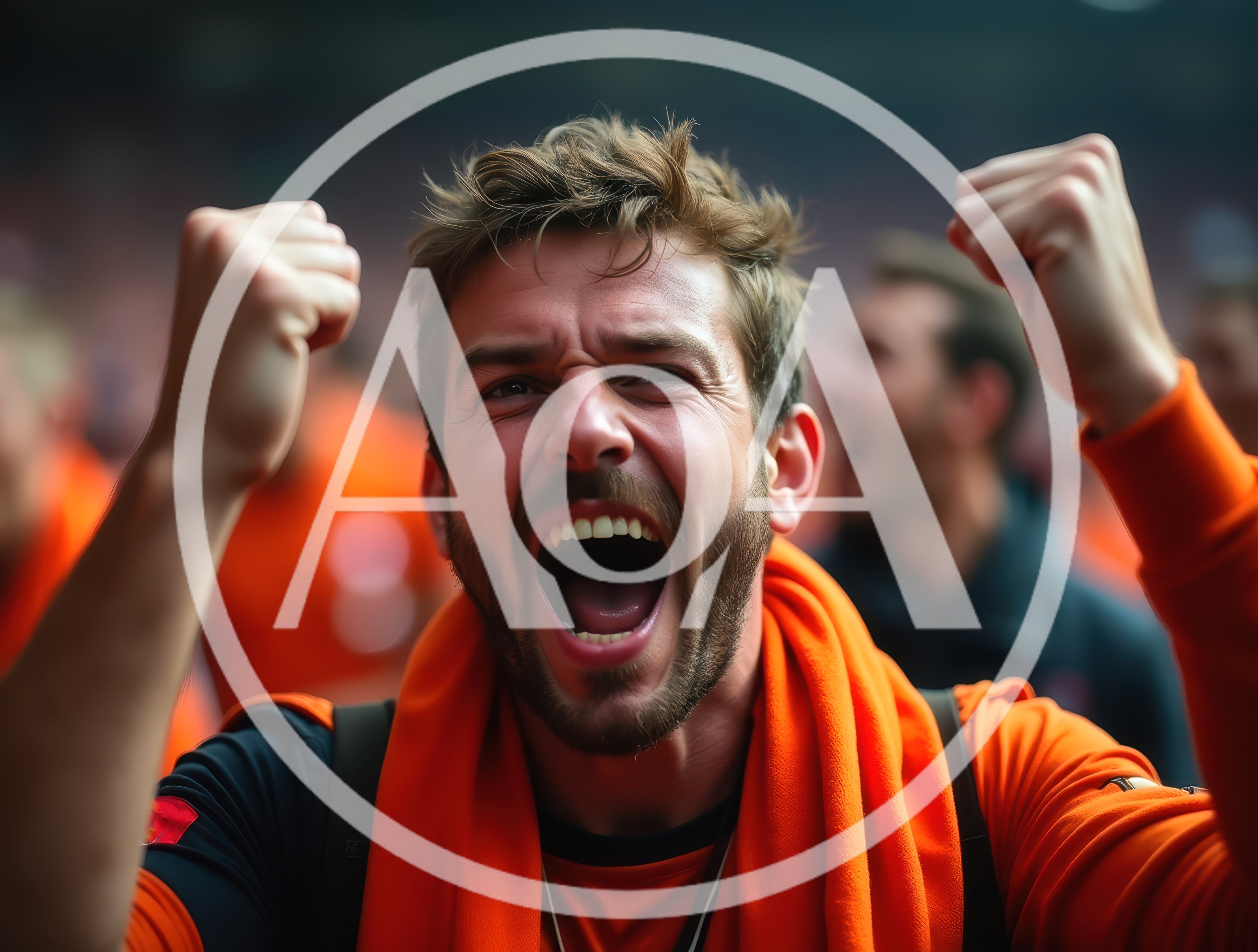 Excited Soccer Fan Cheering In Stadium