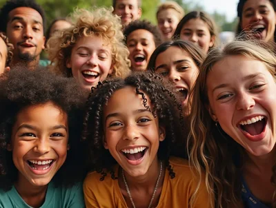Diverse Group of Happy Friends Laughing Together
