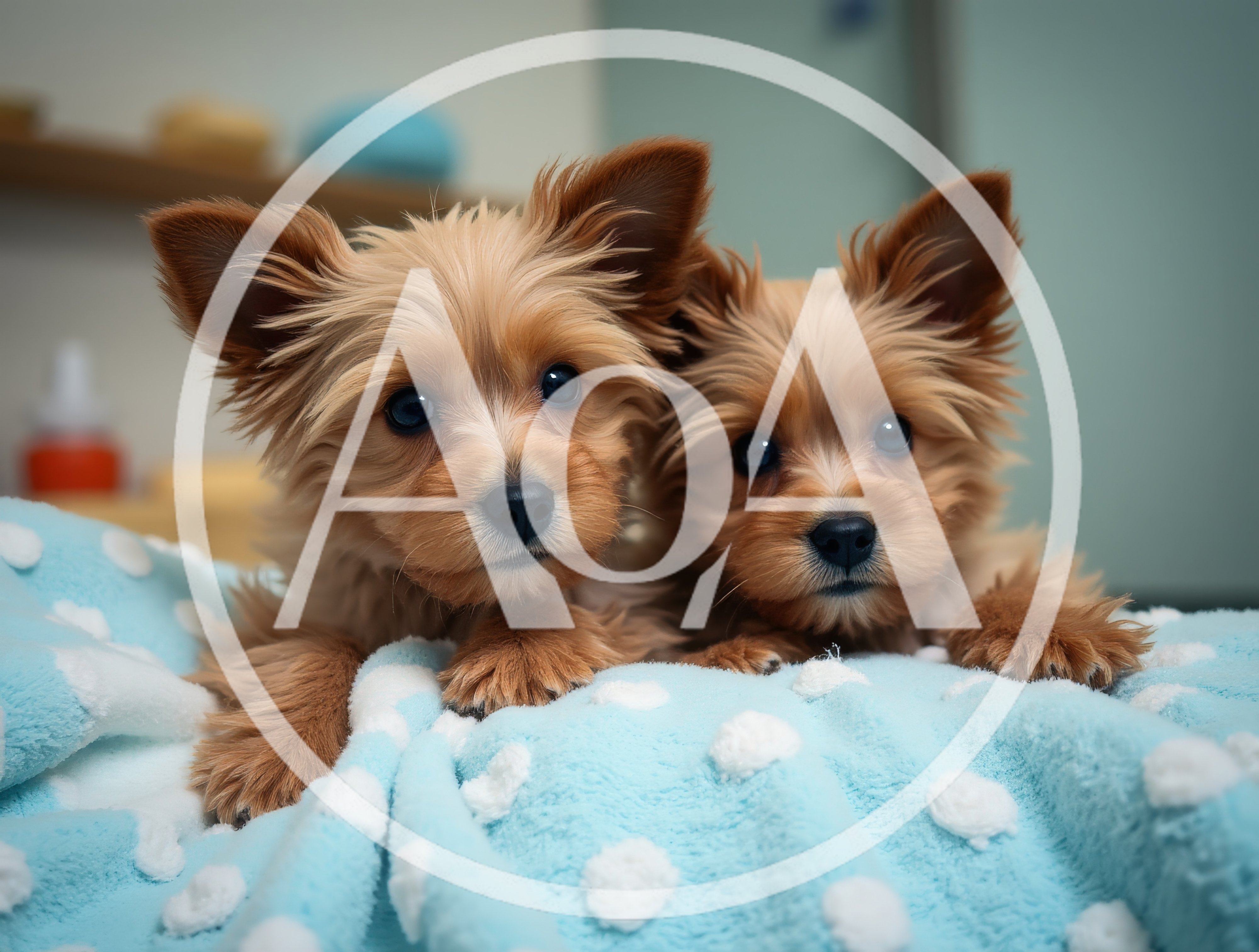 Two Adorable Yorkshire Terrier Puppies Resting