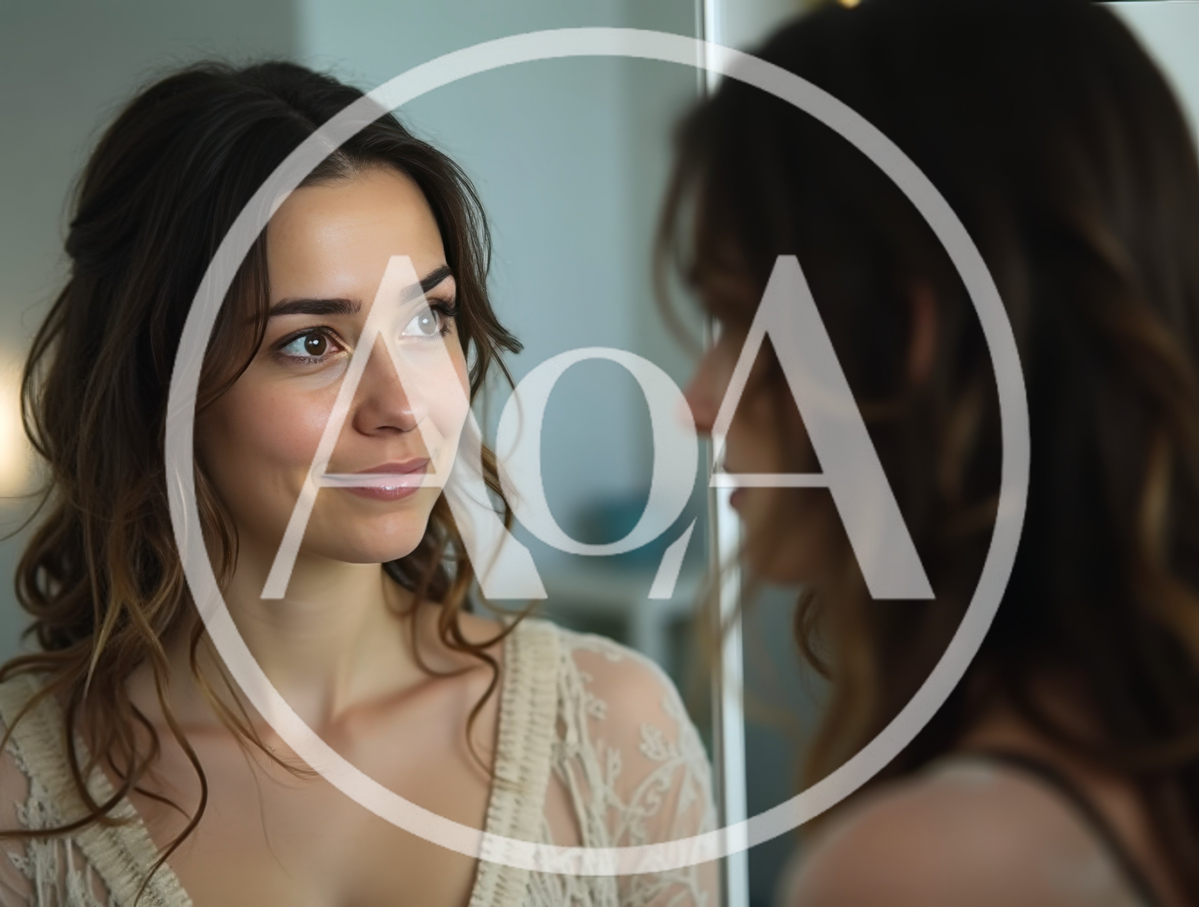 Young Woman Looking At Her Reflection In A Mirror