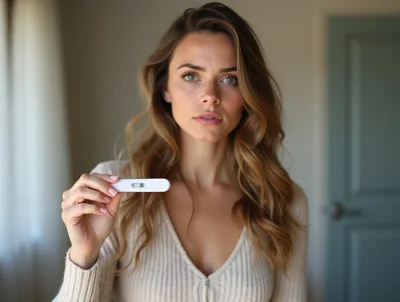 Young Woman Holding A Positive Pregnancy Test