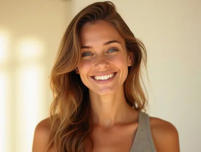 Portrait Of A Smiling Young Woman With Natural Makeup