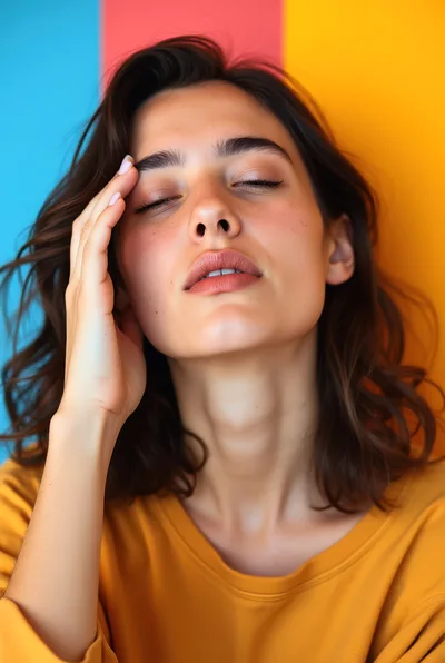 Young Woman Touching Her Forehead With Closed Eyes