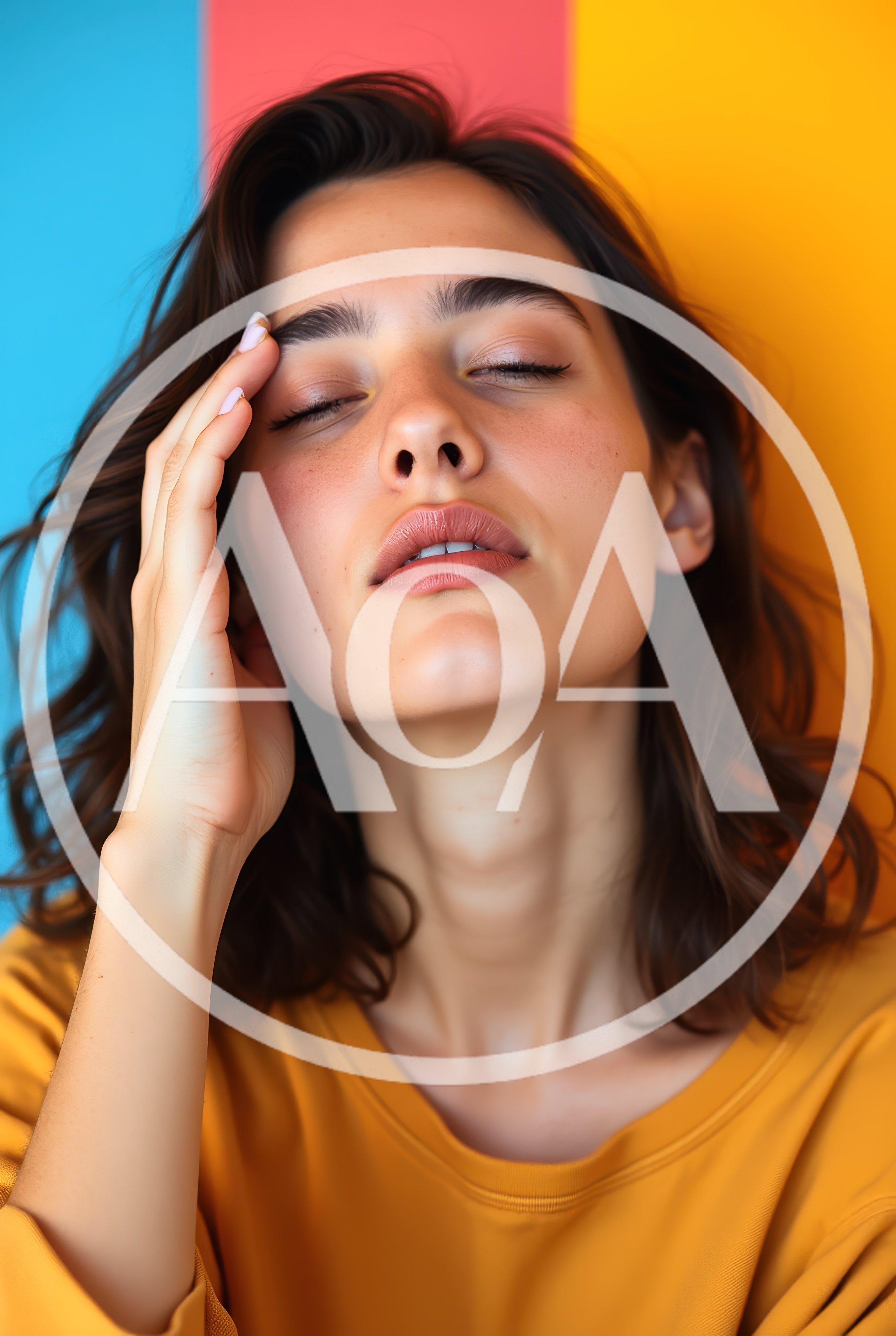Young Woman Touching Her Forehead With Closed Eyes