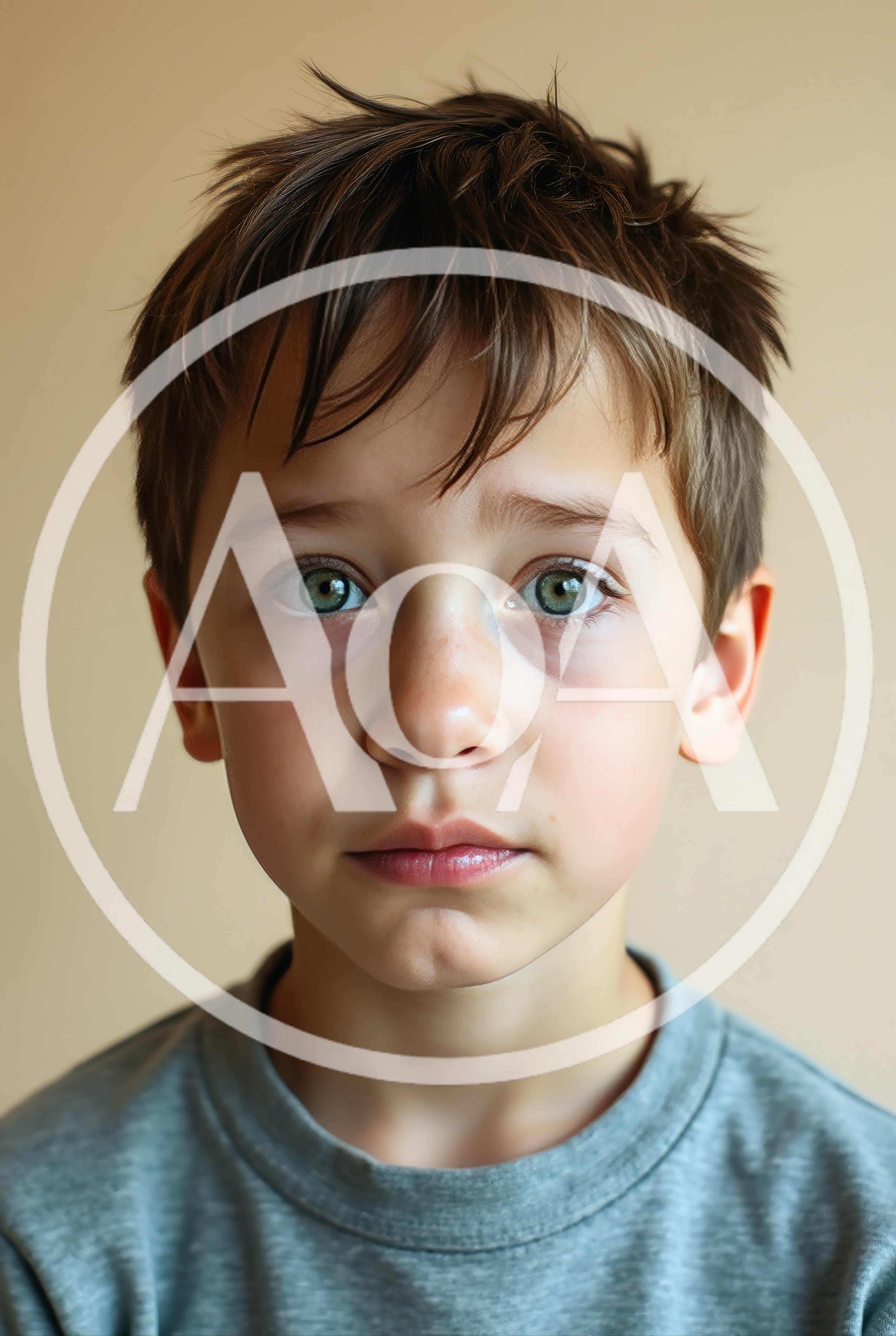 Portrait Of A Young Boy With Green Eyes