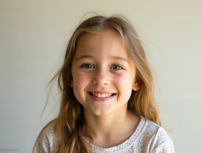 Portrait Of A Smiling Young Girl With Long Hair