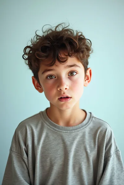 Portrait Of A Young Boy With Curly Hair
