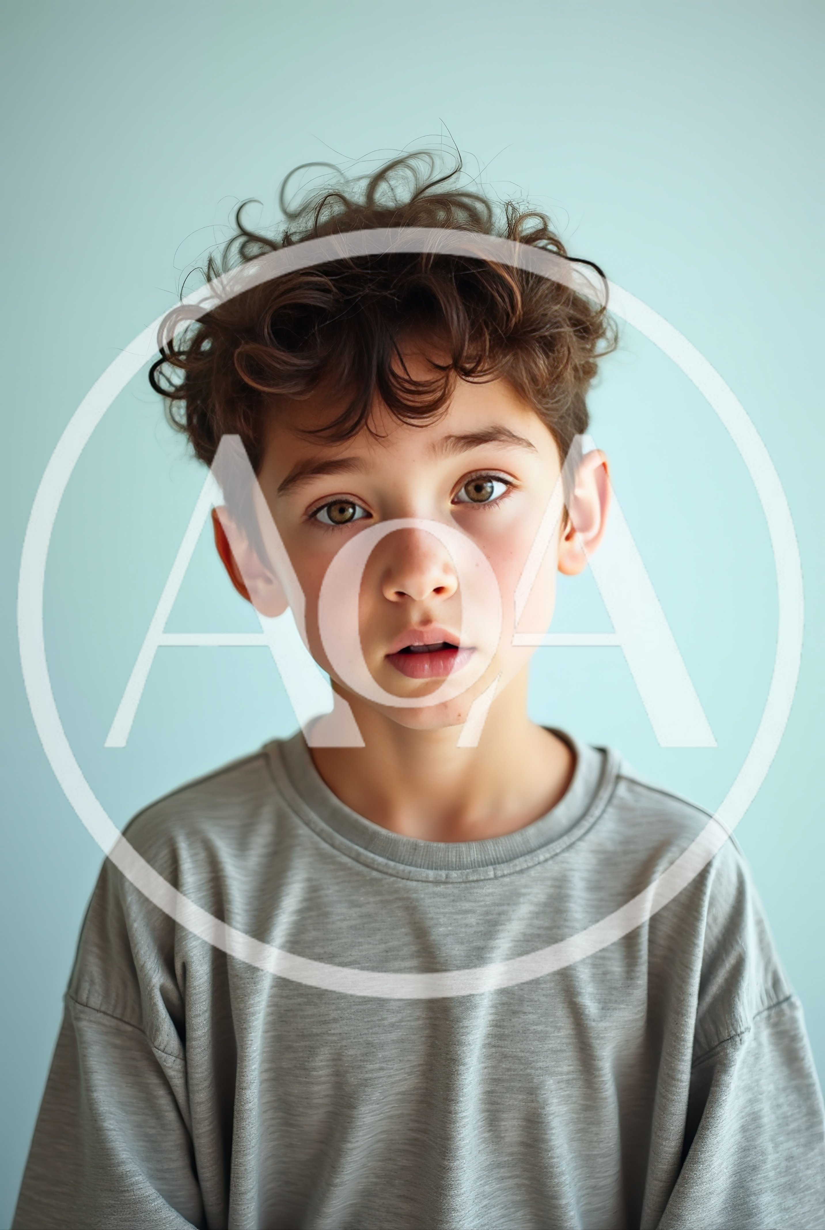 Portrait Of A Young Boy With Curly Hair