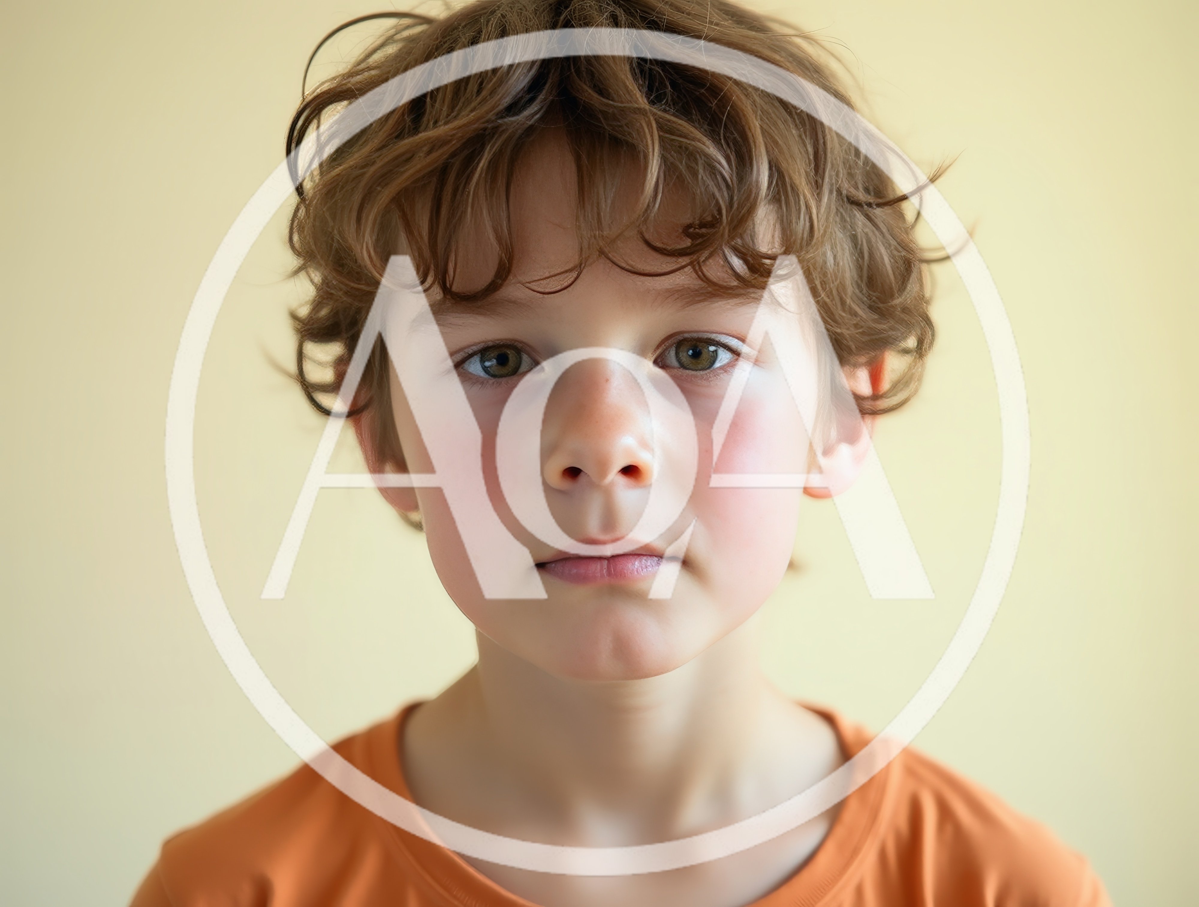 Portrait Of A Young Boy With Curly Hair