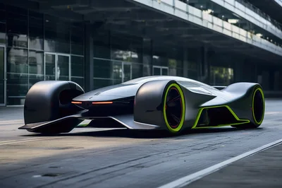 Futuristic Concept Supercar Parked On Modern Track