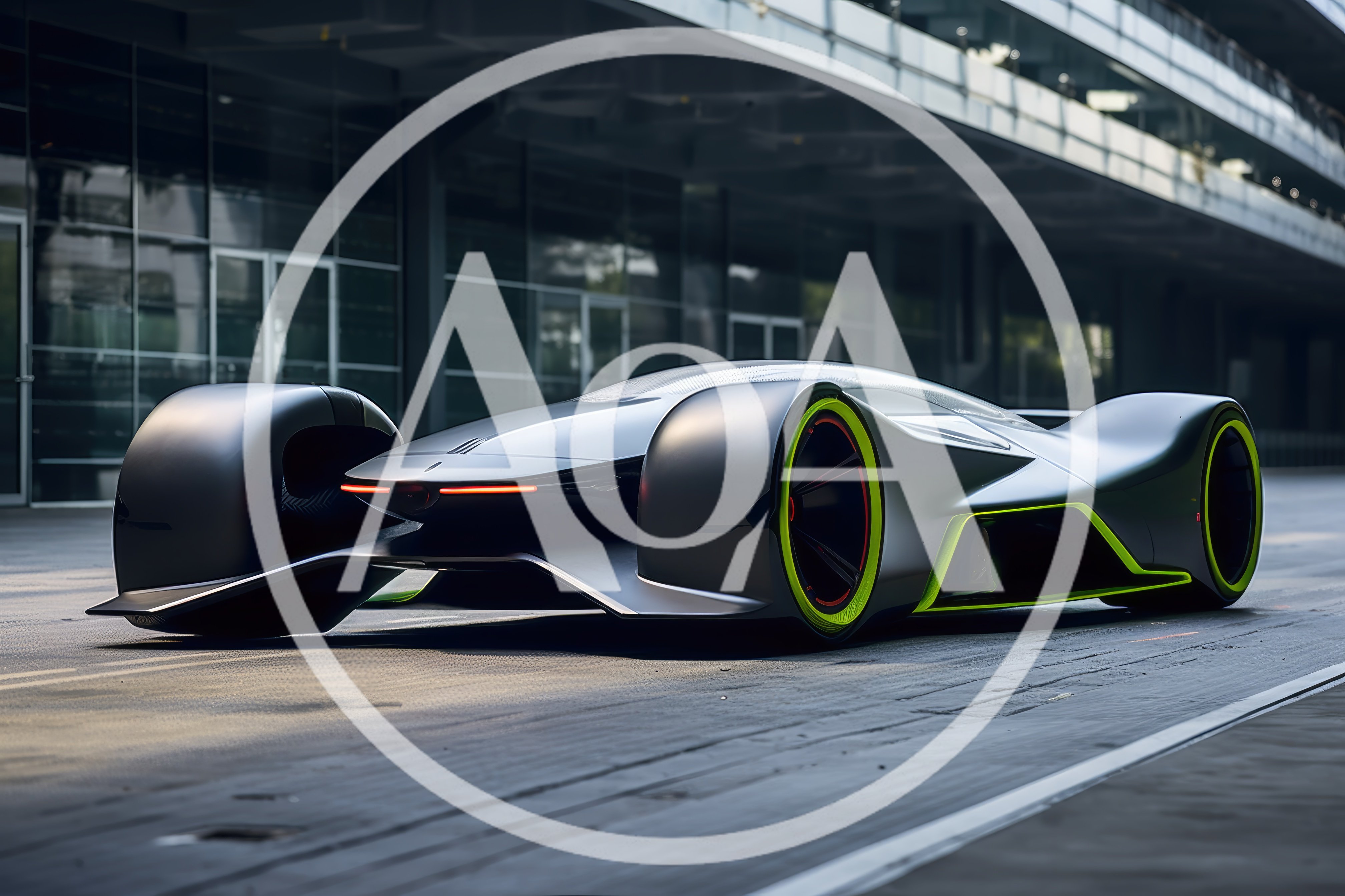 Futuristic Concept Supercar Parked On Modern Track