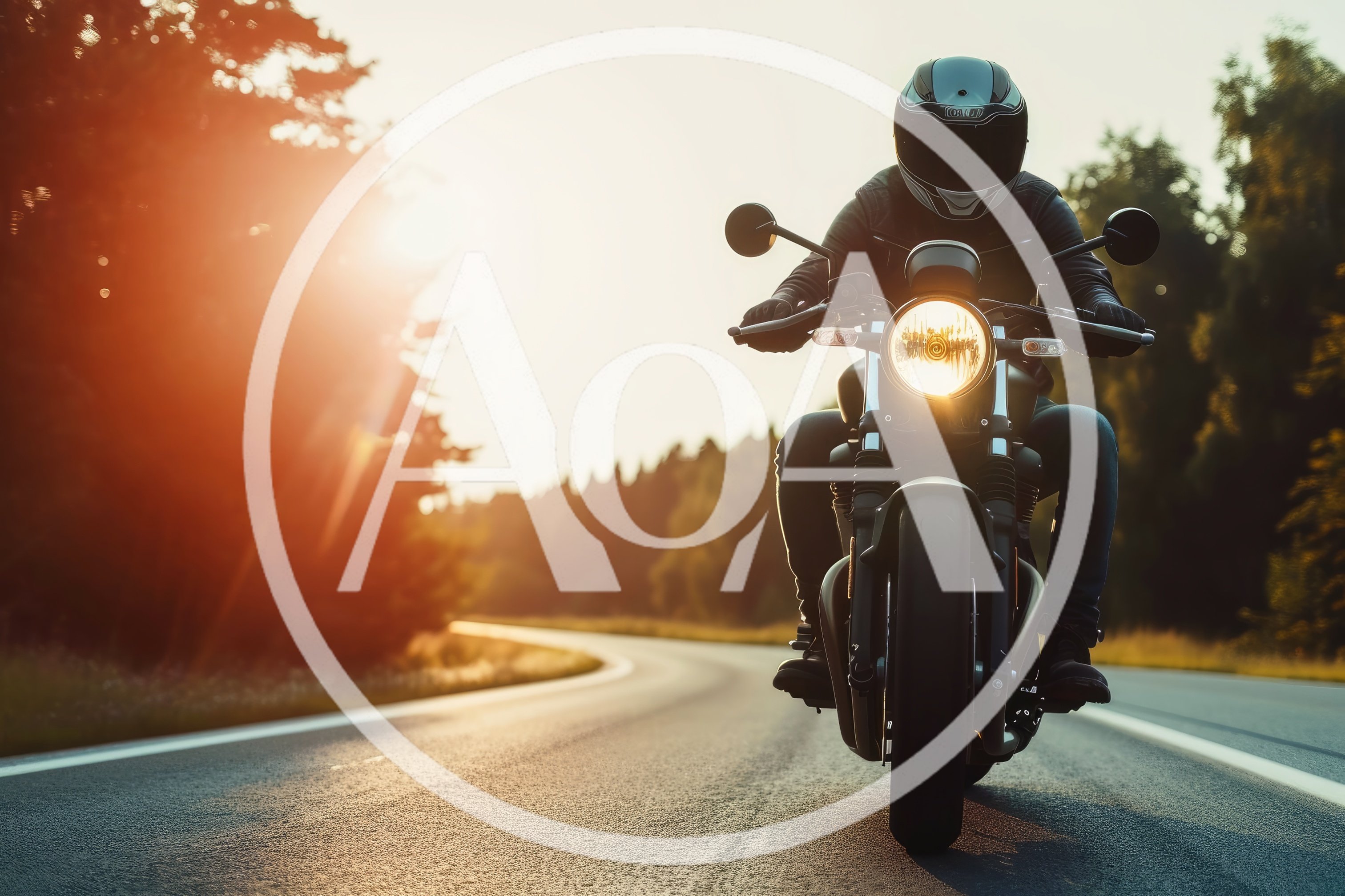 Motorcyclist Riding A Cruiser Motorcycle On A Scenic Road