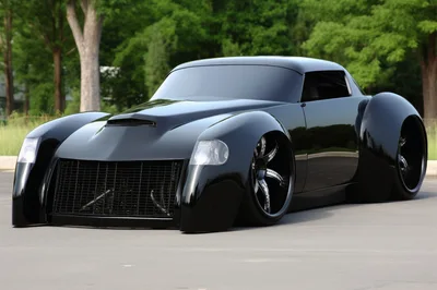 Custom Black Modified Sports Car Exterior