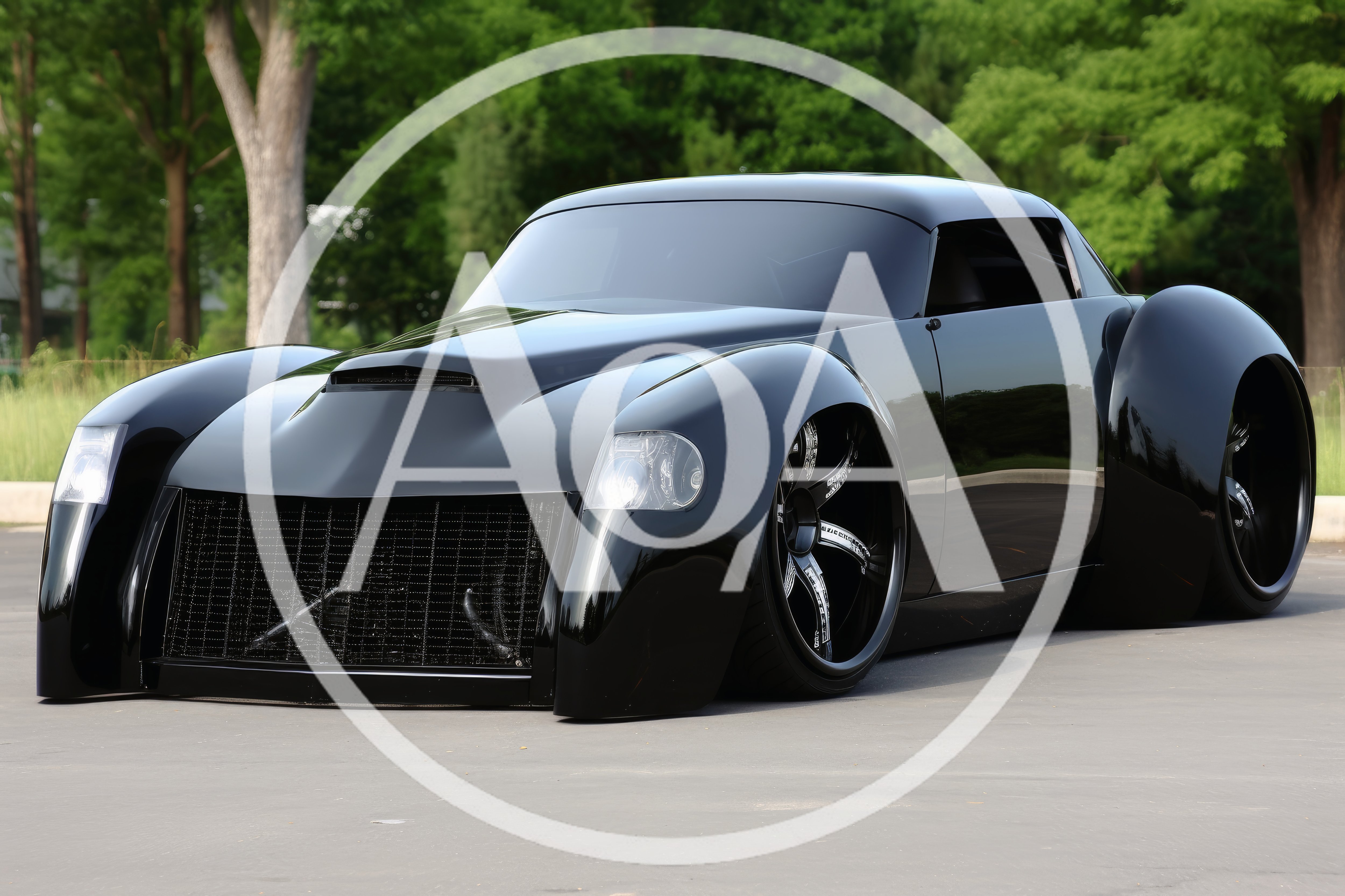 Custom Black Modified Sports Car Exterior