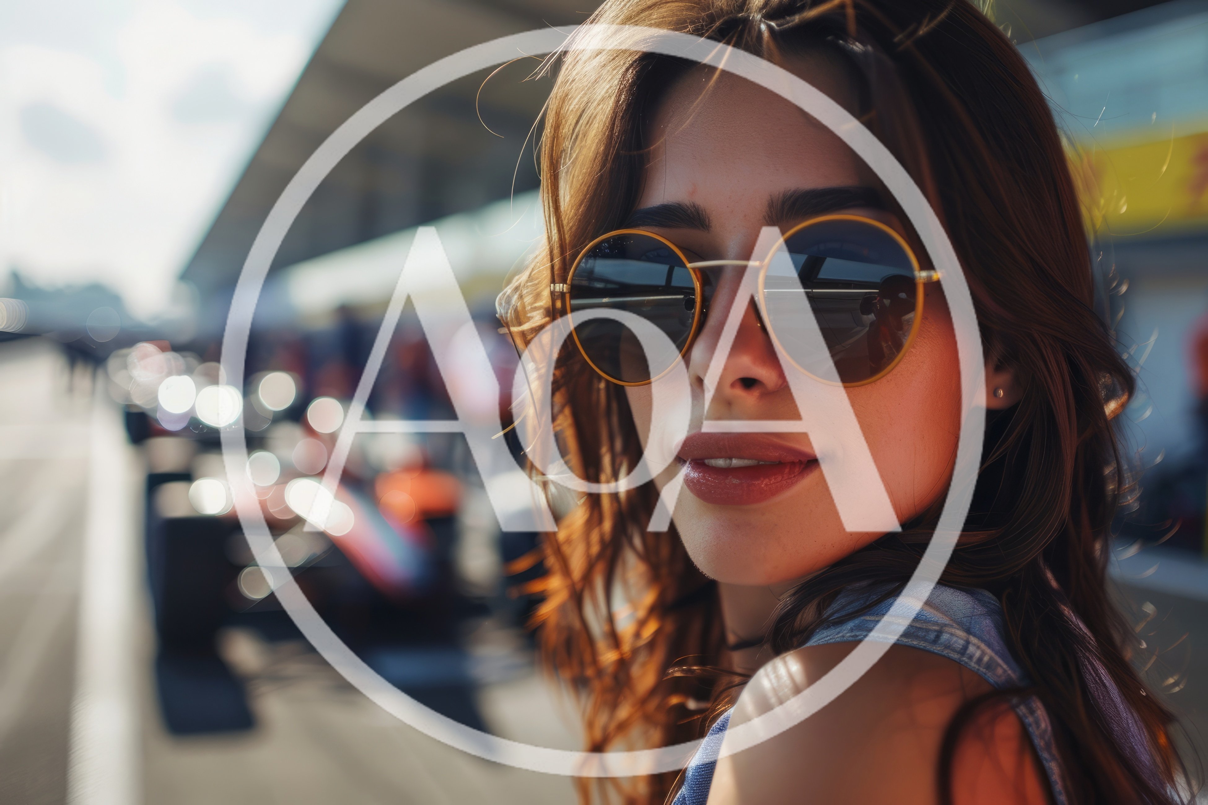 Young Woman Wearing Sunglasses At A Formula One Paddock