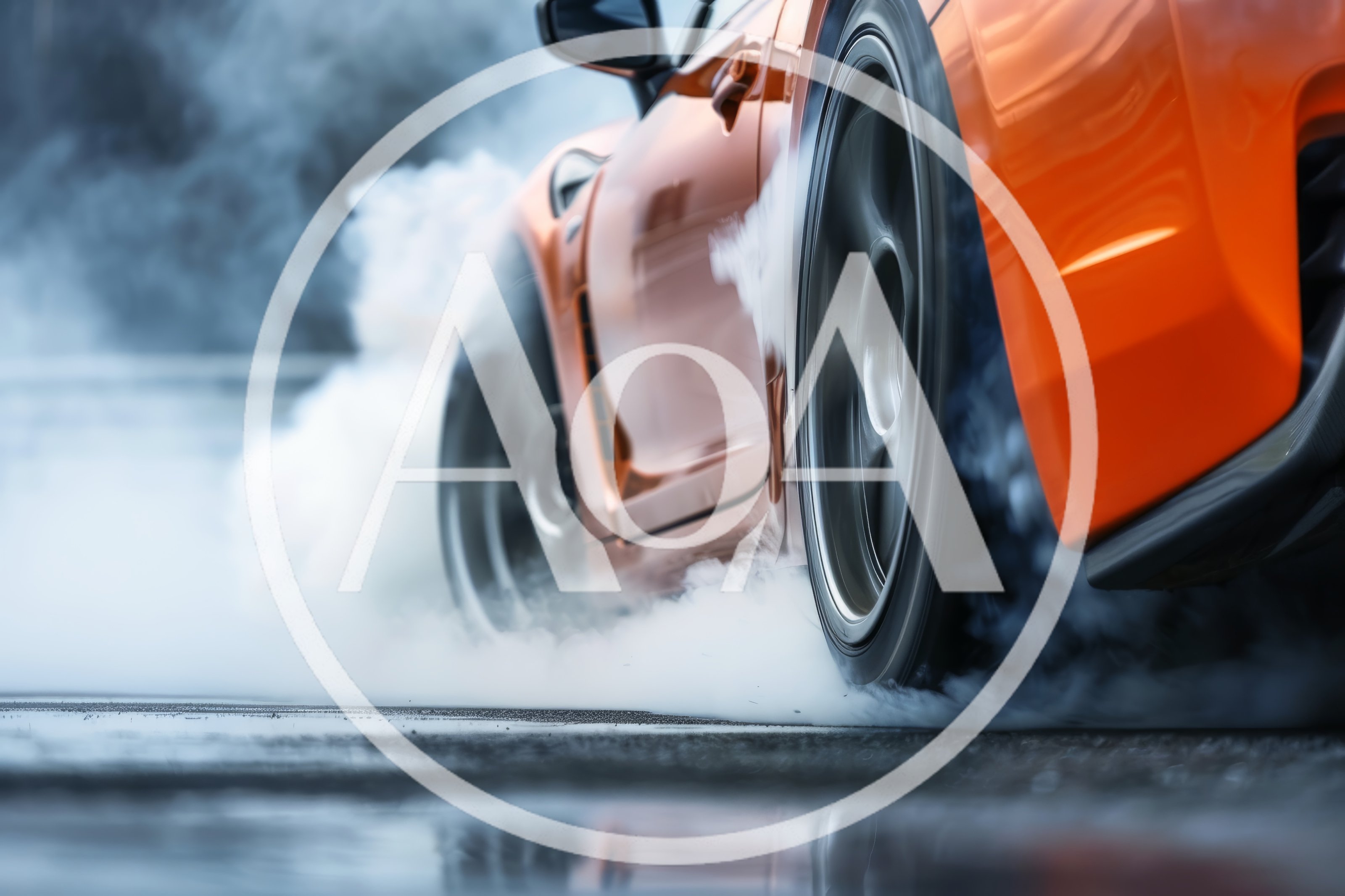 Orange Sports Car Performing A High Speed Drift