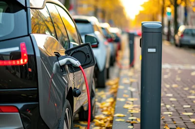 Electric Vehicle Charging At A Street Side Station