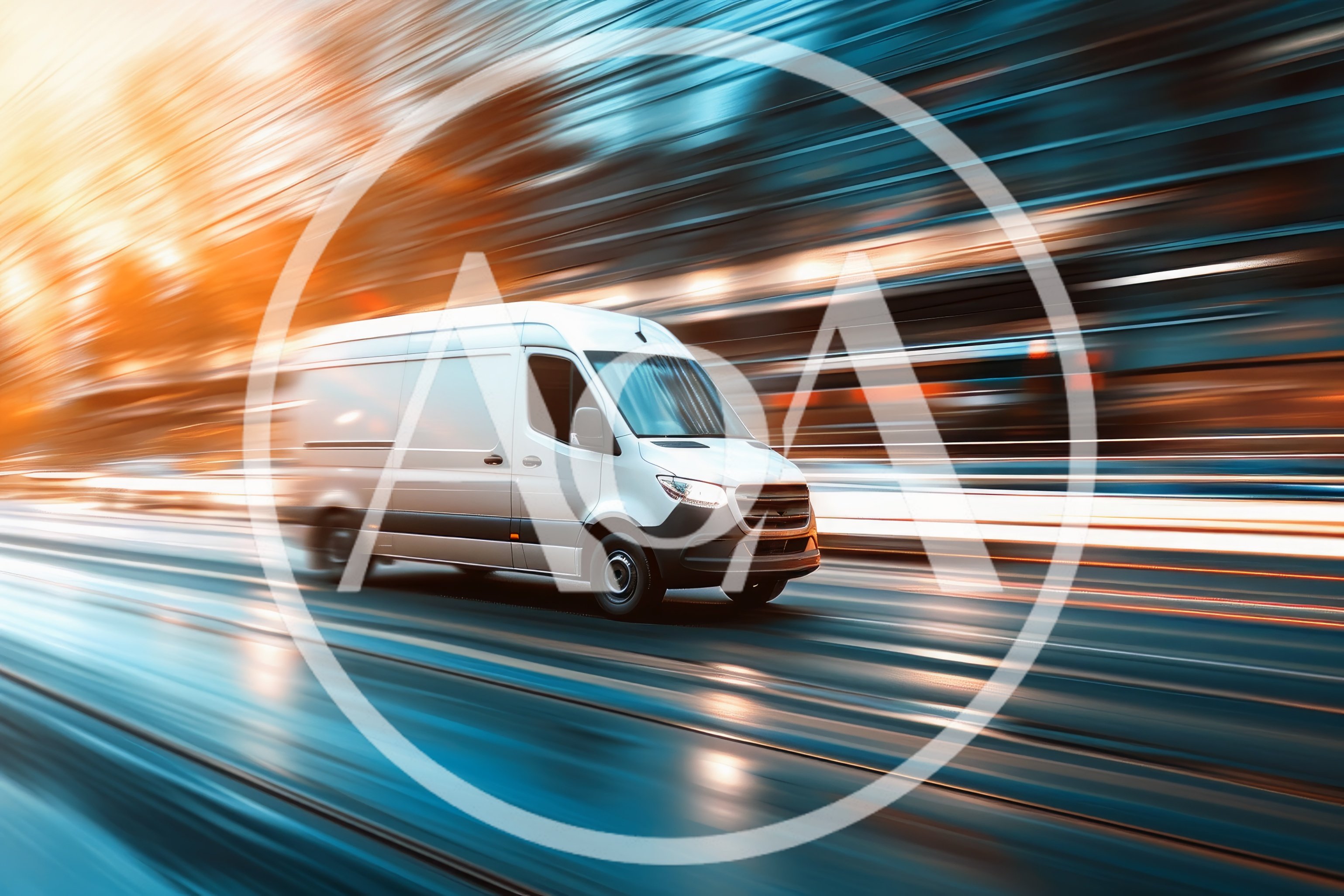 White Delivery Van Speeding On City Street