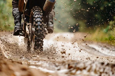 Dirt Bike Rear Tire Splashing Mud