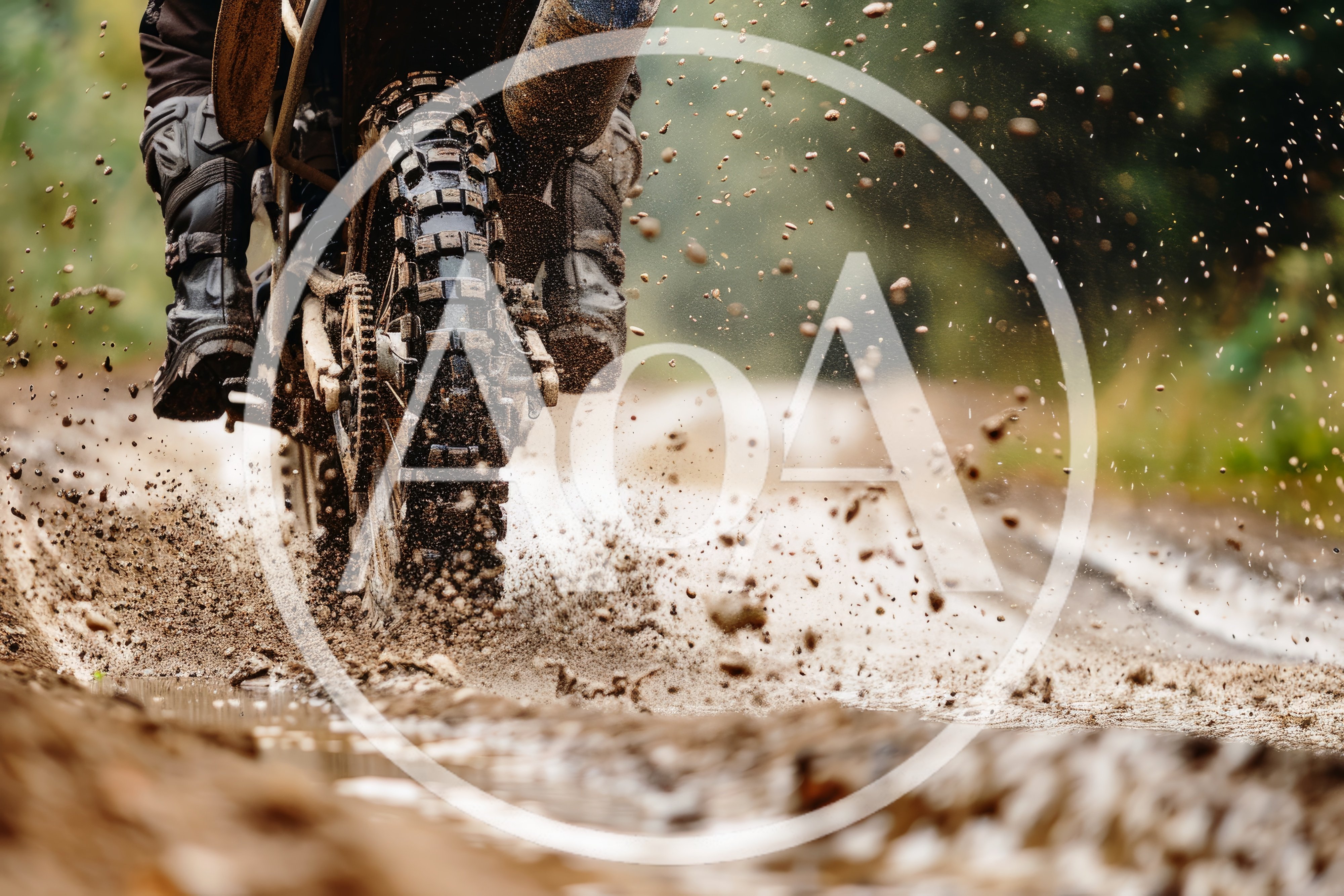 Dirt Bike Rear Tire Splashing Mud