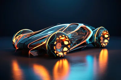 Futuristic Concept Car With Glowing Neon Accents
