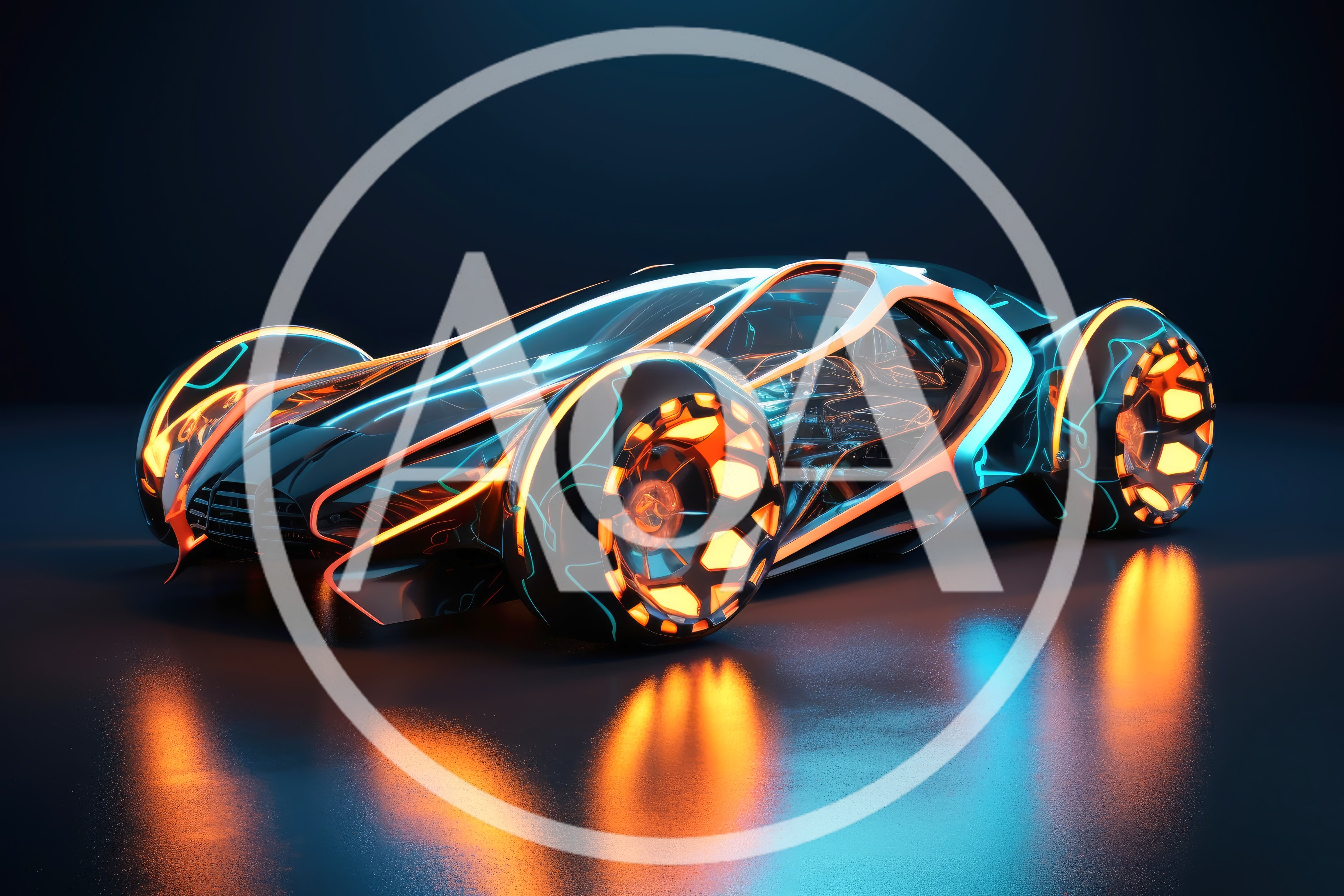 Futuristic Concept Car With Glowing Neon Accents