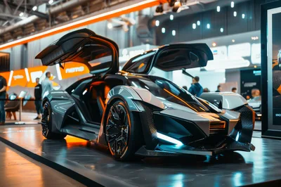 Futuristic Concept Supercar Displayed At Automotive Trade Show