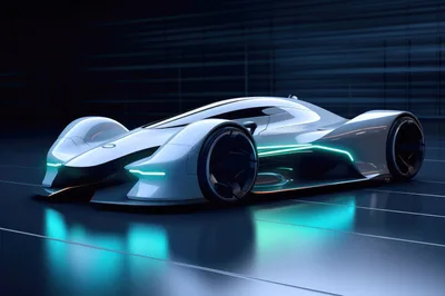 Futuristic Concept Sports Car In Dark Studio