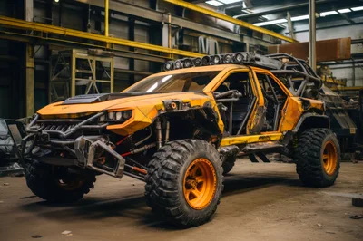 Custom Off-Road Trophy Truck In Industrial Workshop