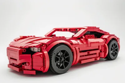 Red Toy Sports Car Built From Plastic Building Blocks
