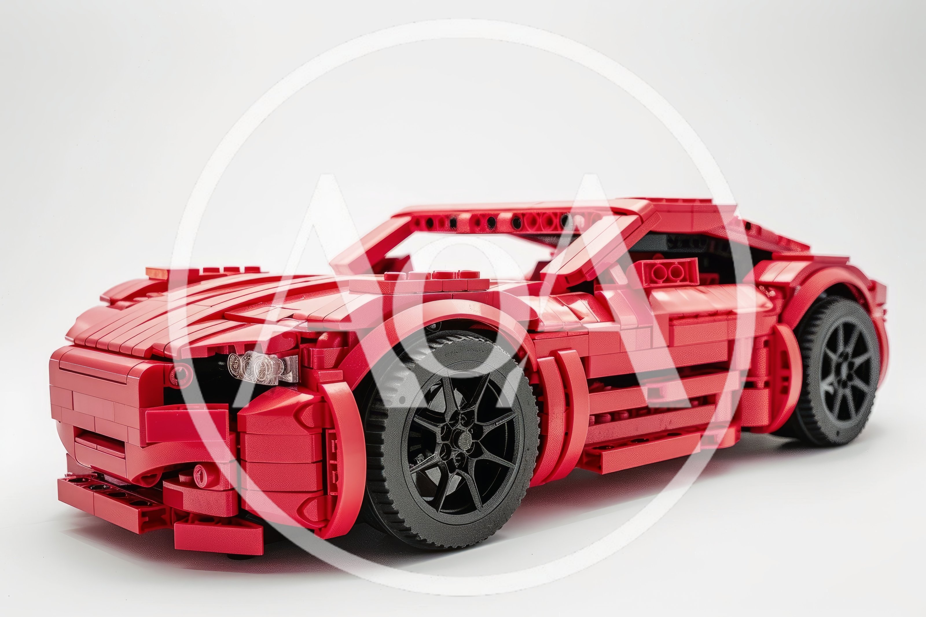 Red Toy Sports Car Built From Plastic Building Blocks