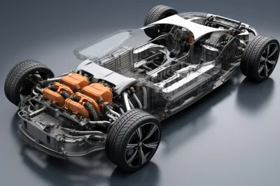 Electric Vehicle Chassis With Exposed Drivetrain Components